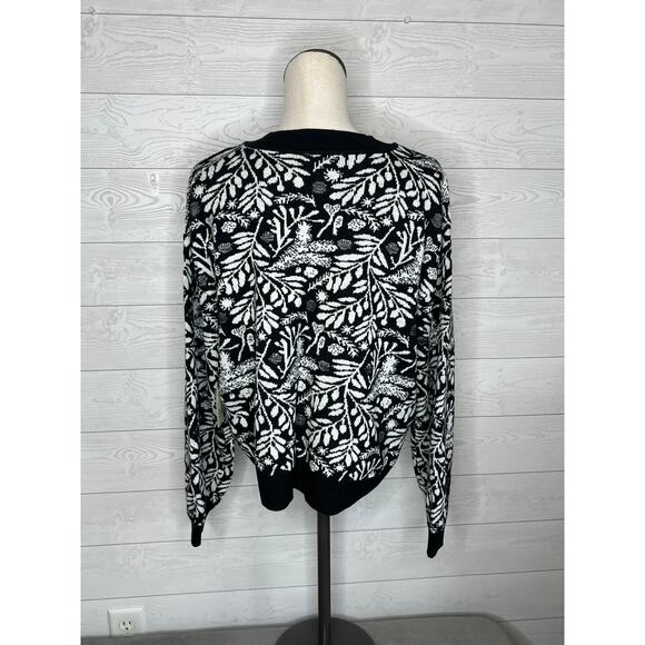 A.N.A. black /white "ivory branch" pullover crewneck sweater NWT Size XL - Picture 4 of 7
